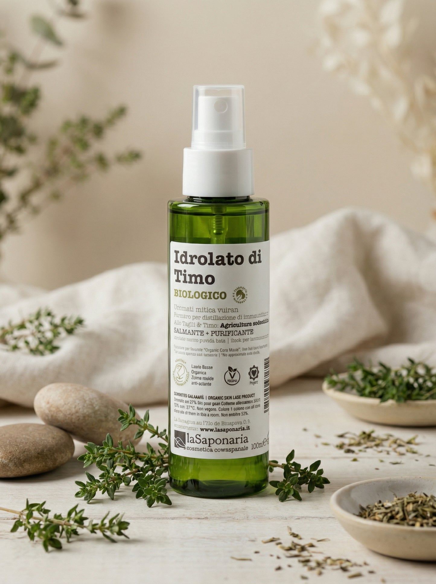 Idrolato timo bio Re-Bottle spray by La Saponaria — hero product photo