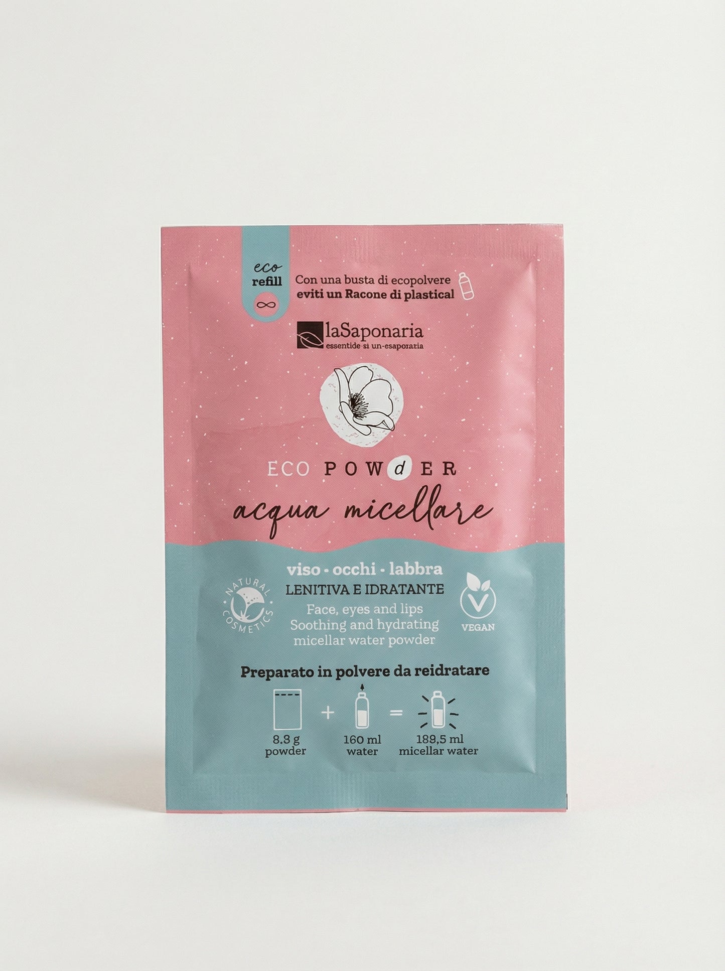 Acqua micellare in polvere da reidratare - Detergente Viso Idratante by La Saponaria — product photo on white background