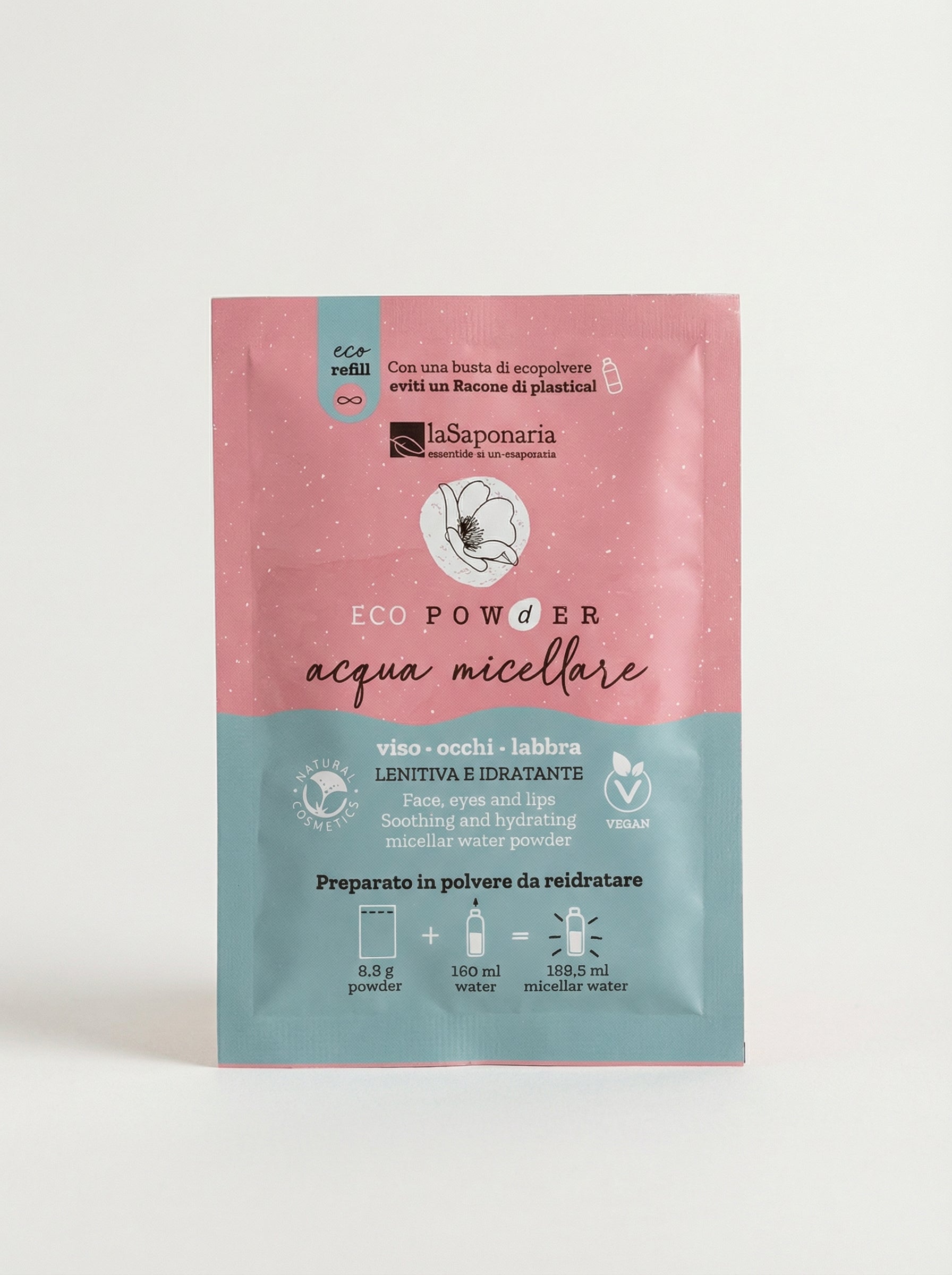 Acqua micellare in polvere da reidratare - Detergente Viso Idratante by La Saponaria — product photo on white background