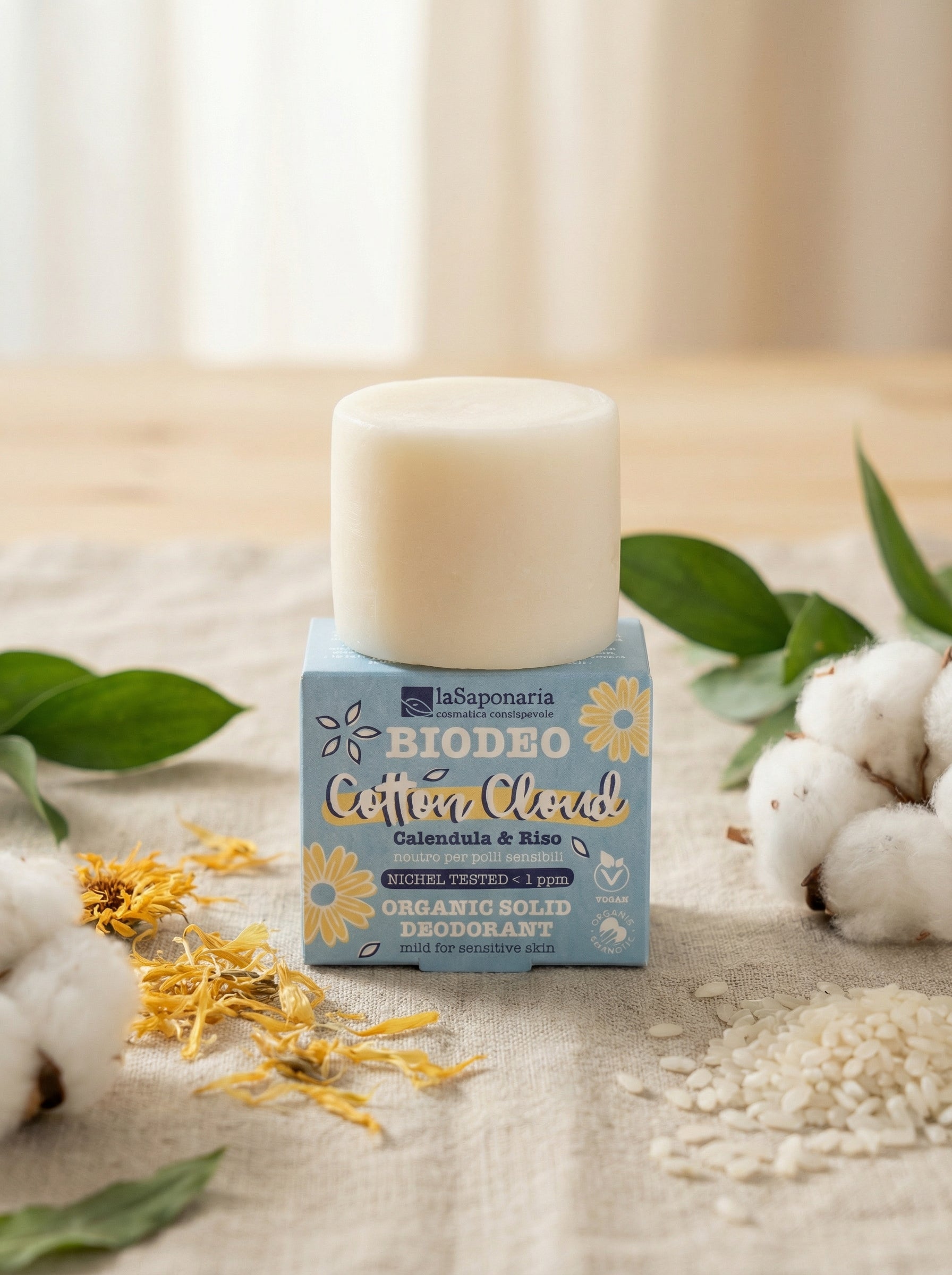 Biodeo Cotton Cloud Deodorante Solido Pelli Sensibili by La Saponaria — hero product photo