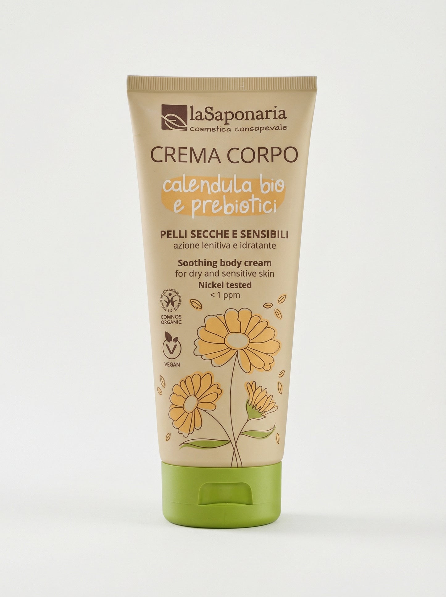 Crema corpo pelli secche e sensibili – Calendula bio e prebiotici by La Saponaria — product photo on white background