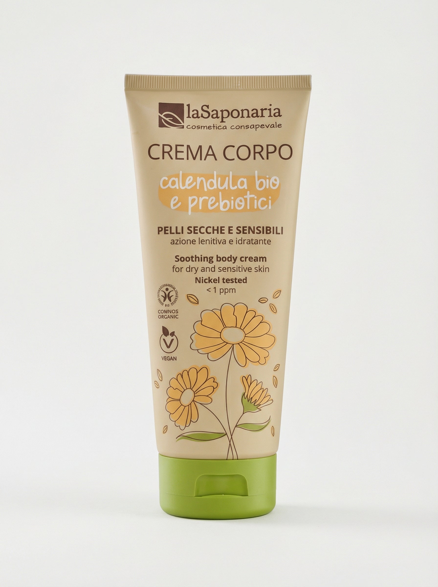 Crema corpo pelli secche e sensibili – Calendula bio e prebiotici by La Saponaria — product photo on white background