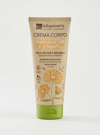 Crema corpo pelli secche e sensibili – Calendula bio e prebiotici by La Saponaria — product photo on white background