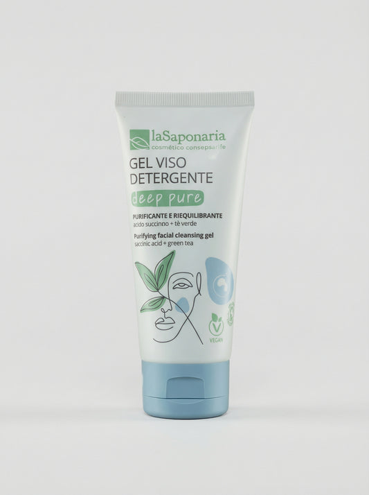 Deep Pure - Gel detergente viso Purificante e Riequilibrante by La Saponaria — product photo on white background