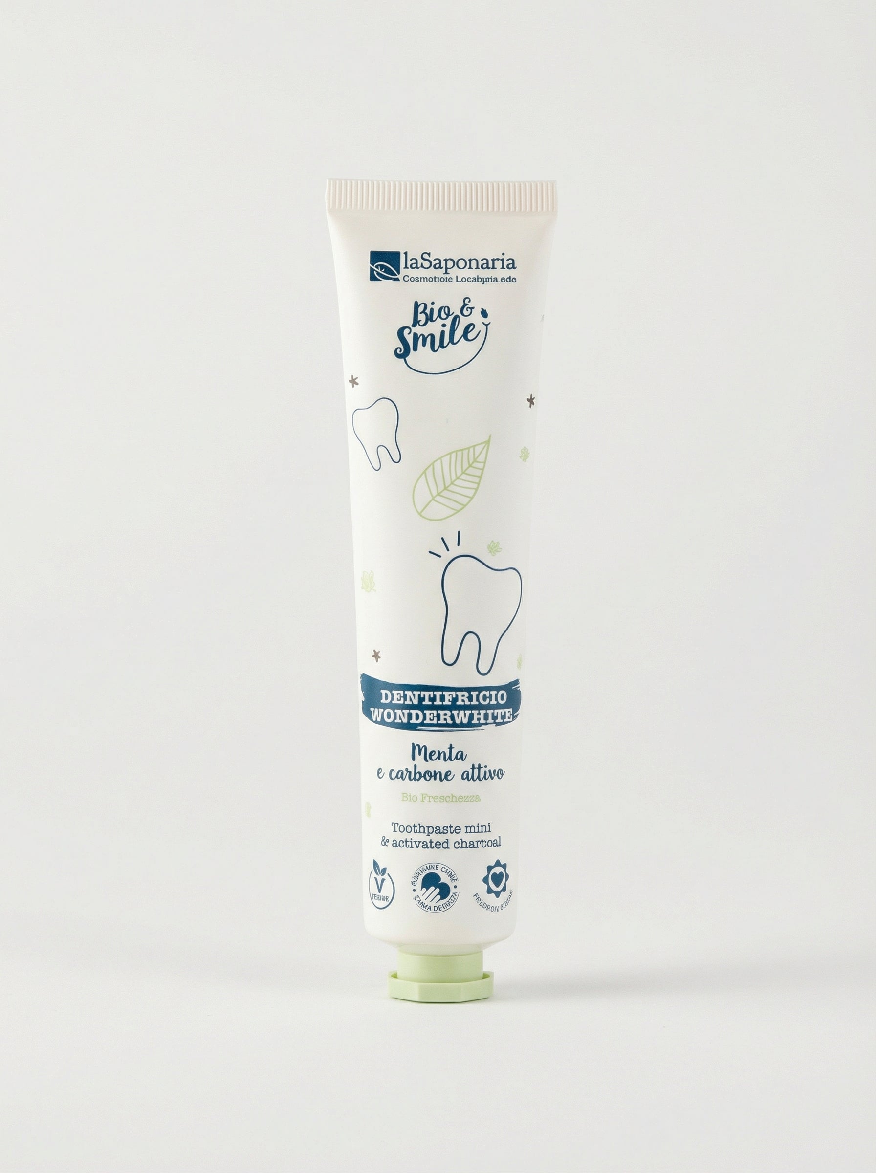 Dentifricio sbiancante WonderWhite Menta&Carbone Bio Freschezza by La Saponaria — product photo on white background
