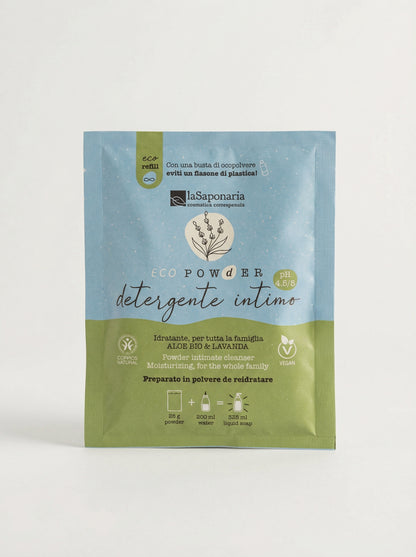 Detergente intimo in polvere Aloe Bio & Lavanda Delicato pH 4.5-5 by La Saponaria — product photo on white background