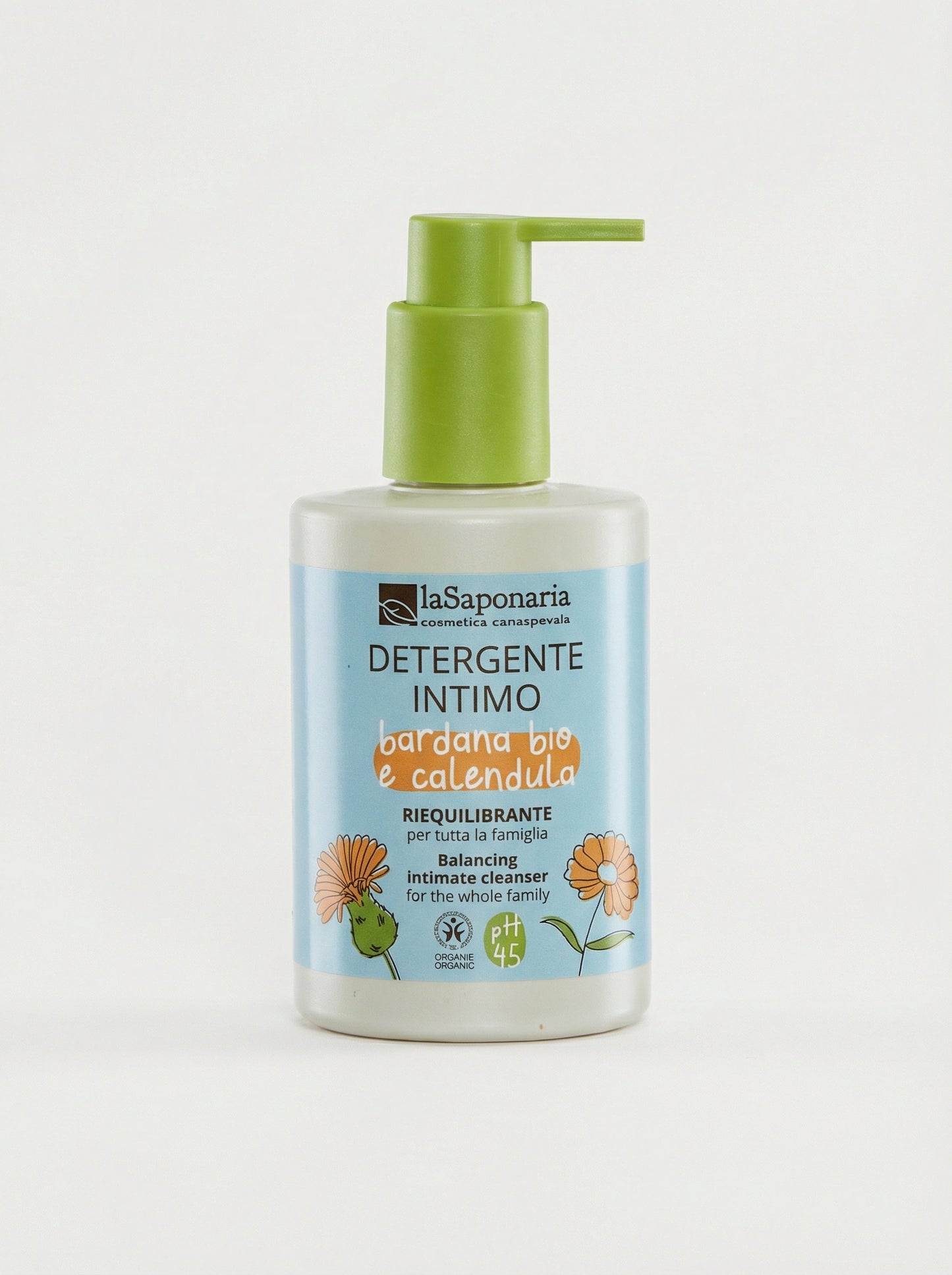 Detergente Intimo Riequilibrante Bardana e Calendula pH 4.5 by La Saponaria — product photo on white background