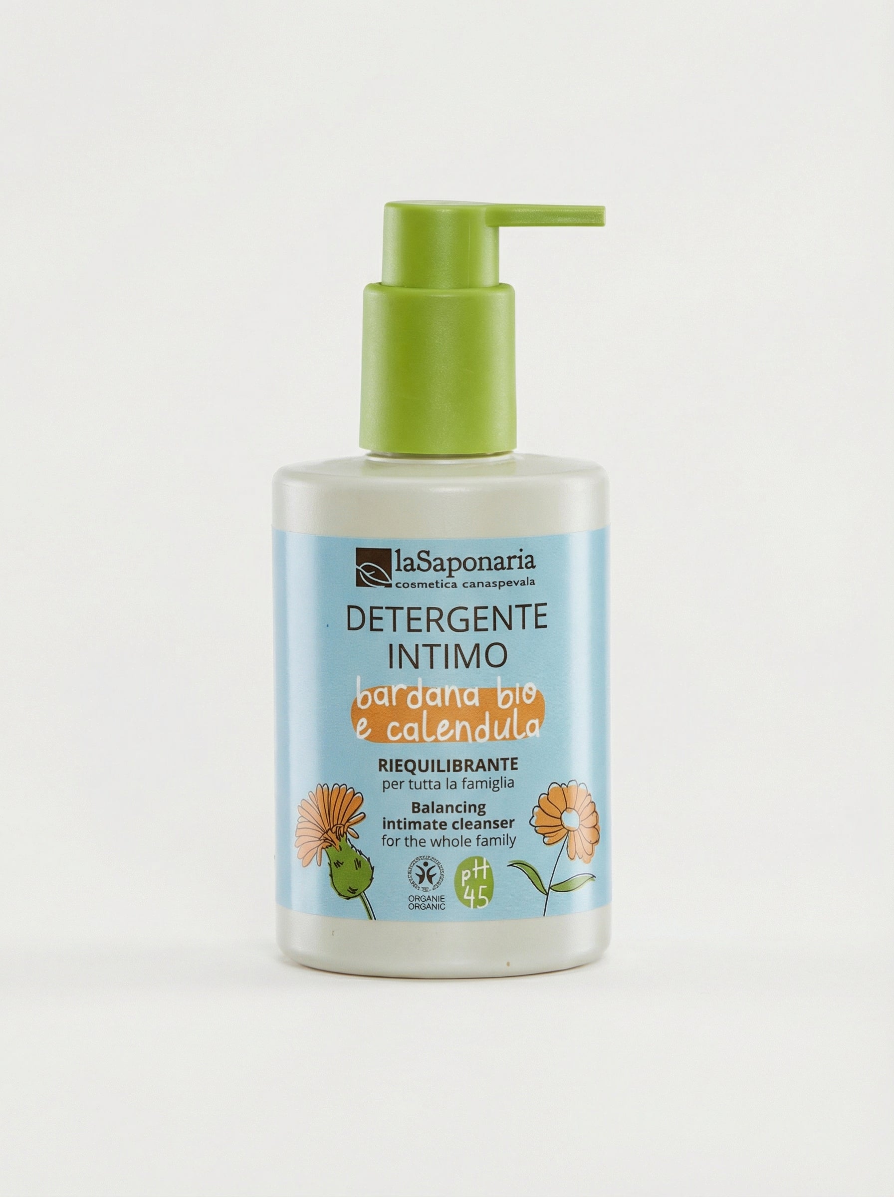 Detergente Intimo Riequilibrante Bardana e Calendula pH 4.5 by La Saponaria — product photo on white background