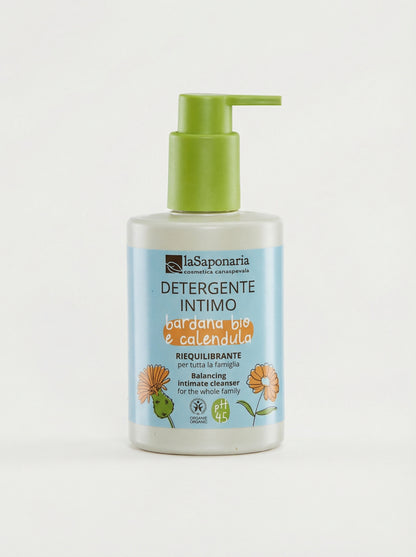 Detergente Intimo Riequilibrante Bardana e Calendula pH 4.5 by La Saponaria — product photo on white background