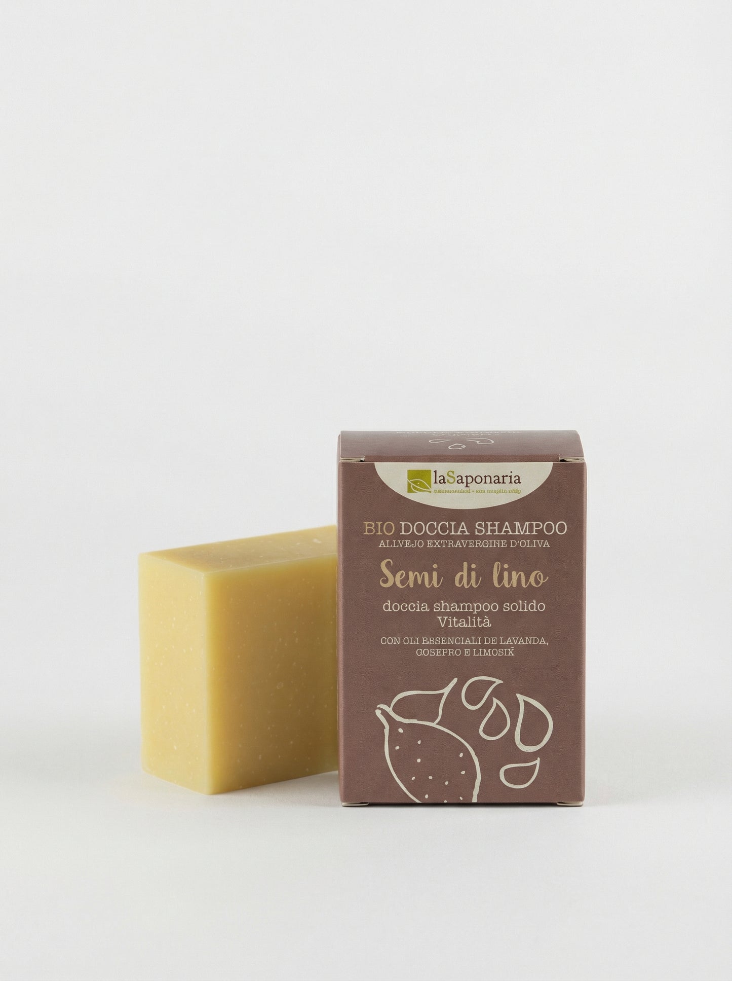Doccia shampoo solido ai Semi di lino - Sapone Doccia Vitalità by La Saponaria — product photo on white background