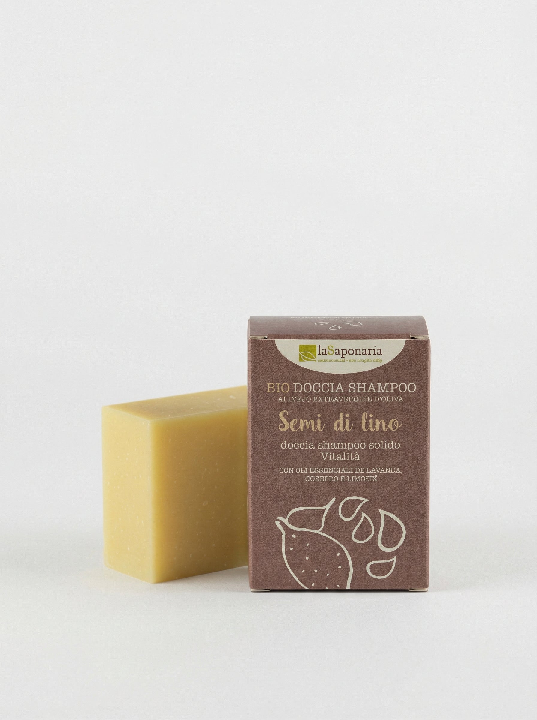 Doccia shampoo solido ai Semi di lino - Sapone Doccia Vitalità by La Saponaria — product photo on white background