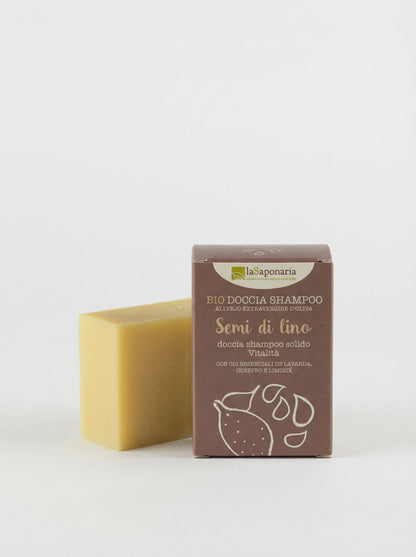 Doccia shampoo solido ai Semi di lino - Sapone Doccia Vitalità by La Saponaria — product photo on white background