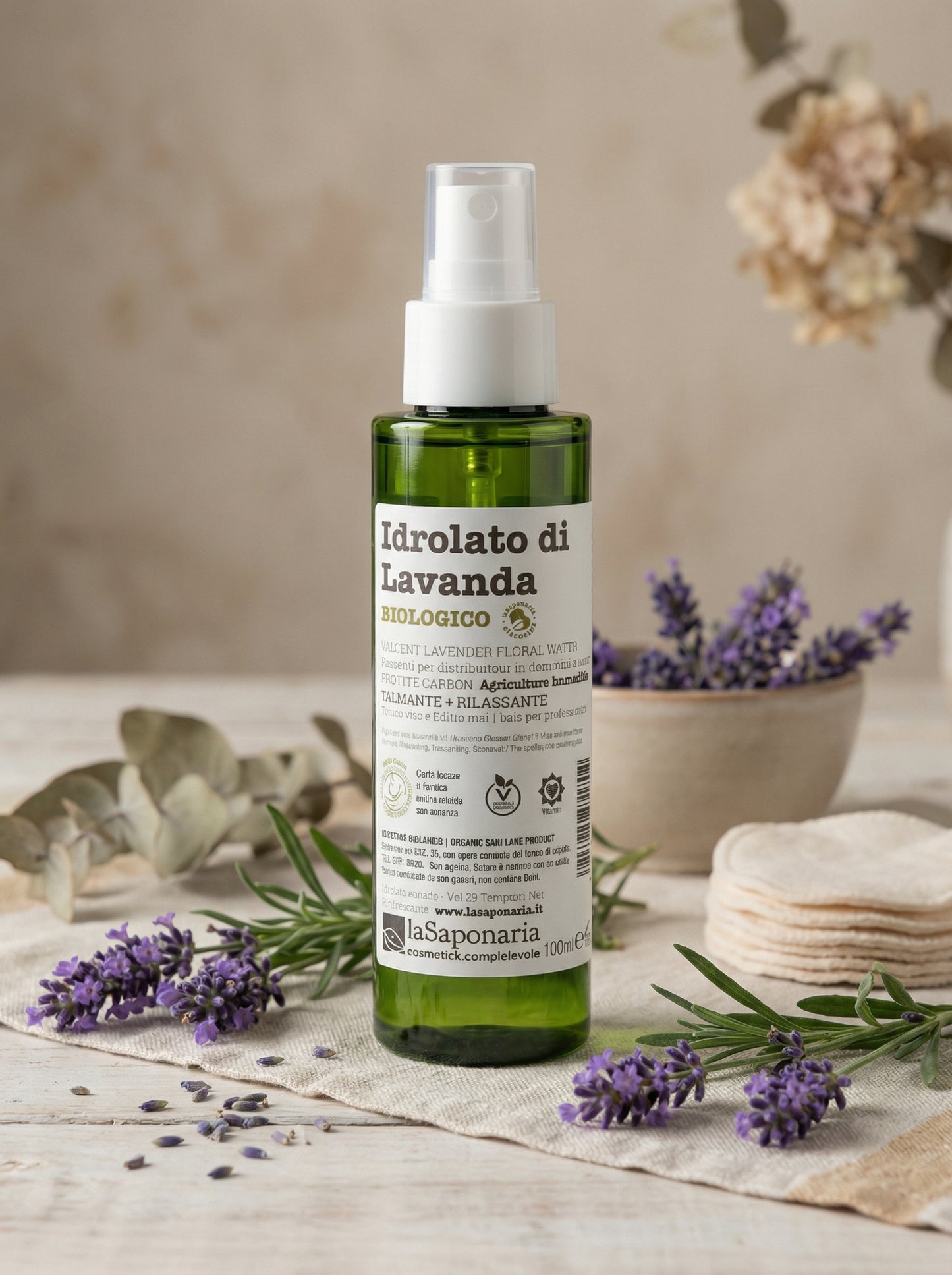 Idrolato di lavanda bio - Tonico Viso e Capelli Lenitivo Rinfrescante by La Saponaria — hero product photo