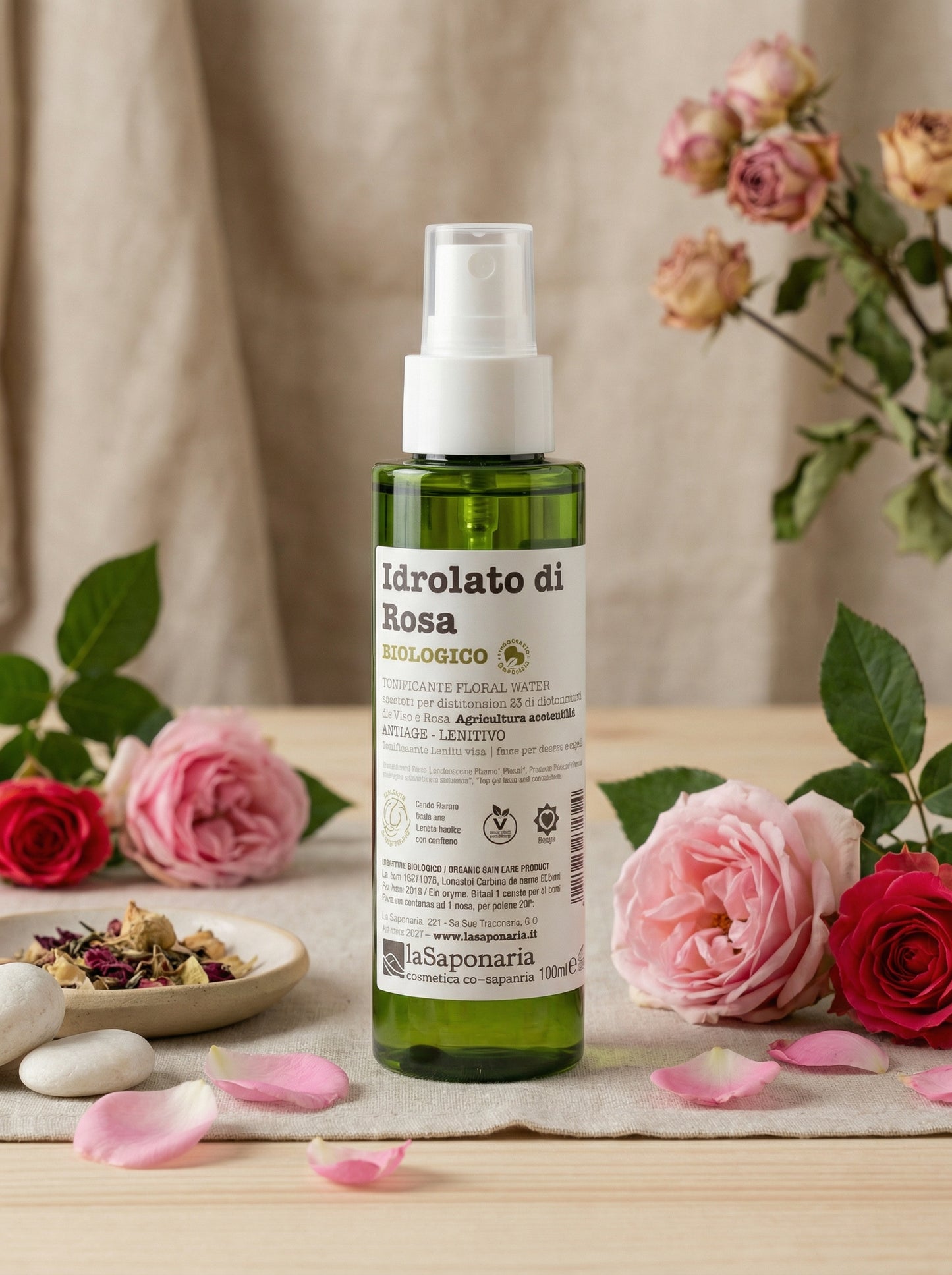 Idrolato di Rosa Bio Tonificante e Lenitivo per Viso e Capelli by La Saponaria — hero product photo