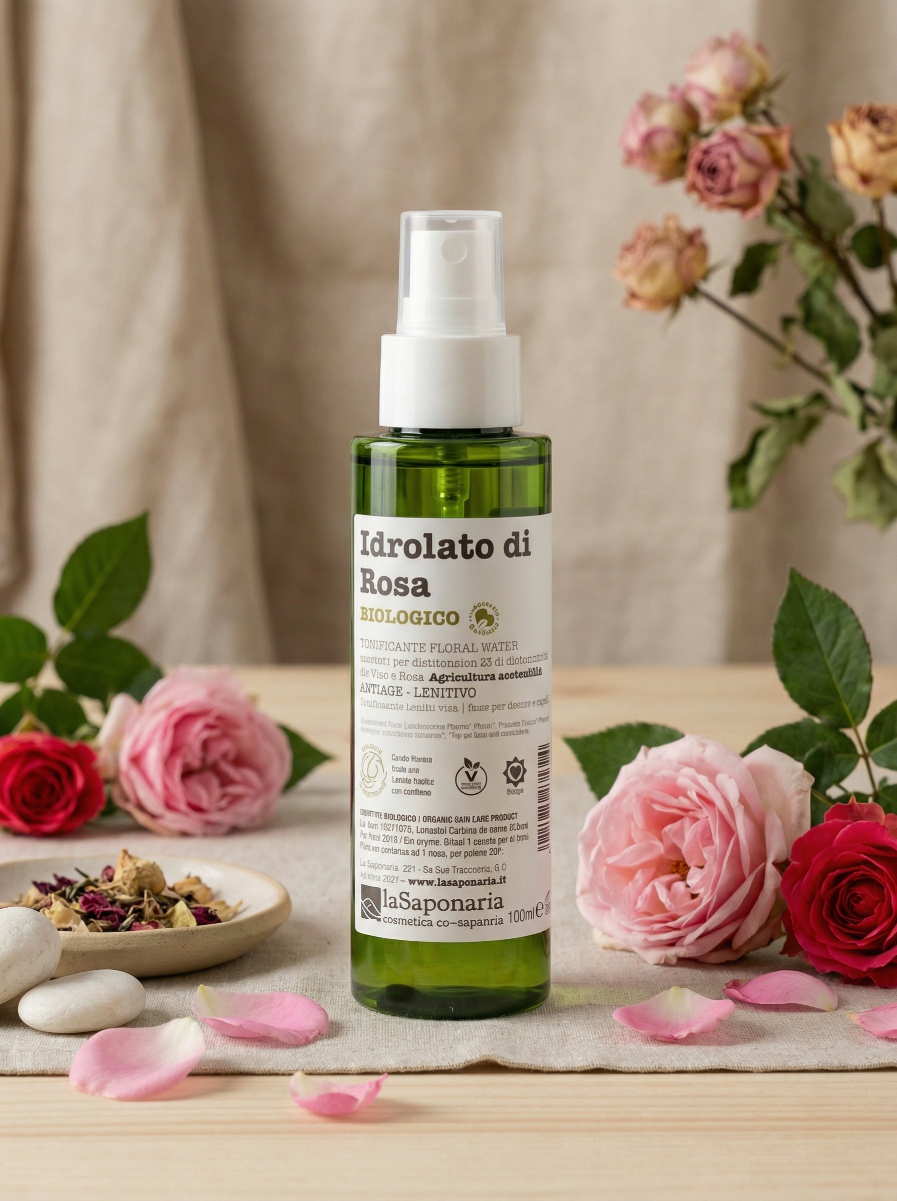 Idrolato di Rosa Bio Tonificante e Lenitivo per Viso e Capelli by La Saponaria — hero product photo