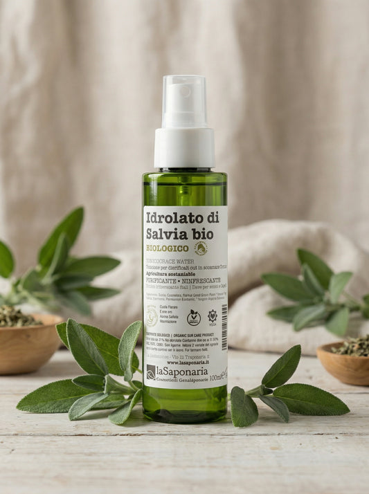 Idrolato di salvia bio Tonico Purificante Viso e Capelli by La Saponaria — hero product photo