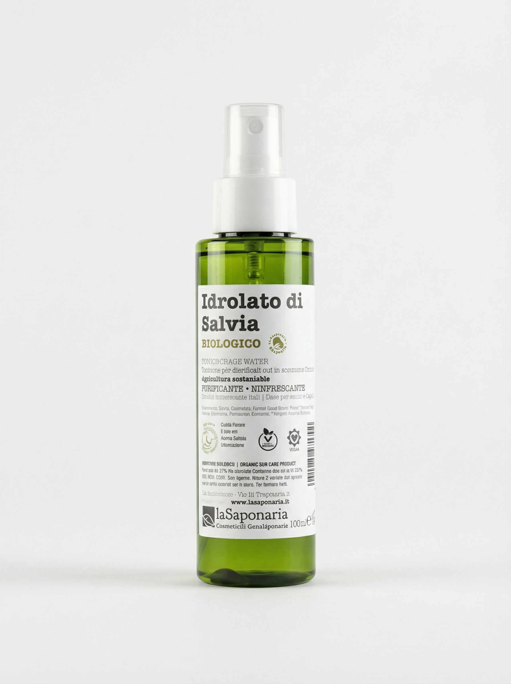 Idrolato di salvia bio Tonico Purificante Viso e Capelli by La Saponaria — product photo on white background