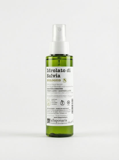 Idrolato di salvia bio Tonico Purificante Viso e Capelli by La Saponaria — product photo on white background