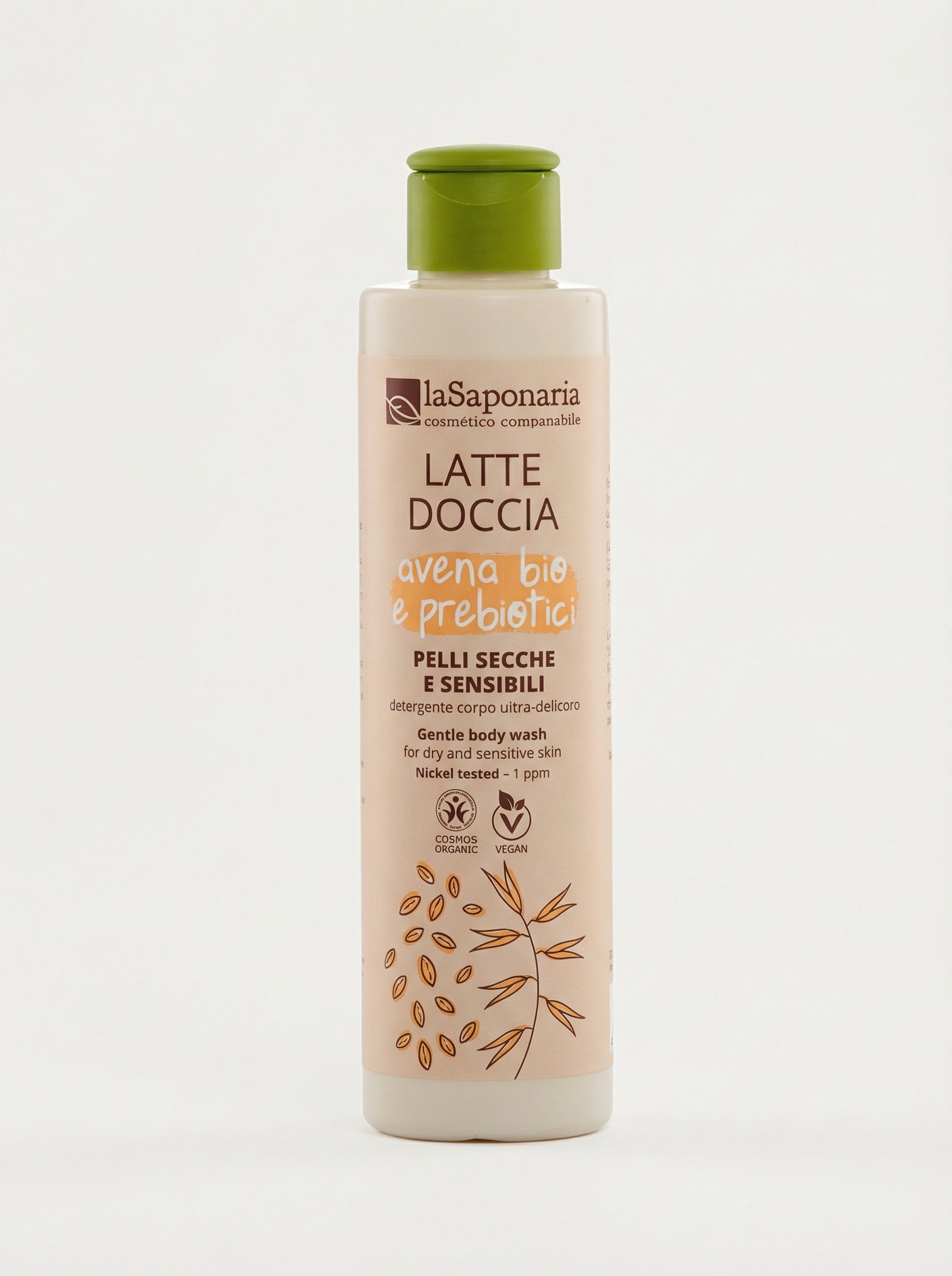 Latte doccia per pelli secche e sensibili - Avena Bio e Prebiotici Bagnodoccia Idratante by La Saponaria — product photo on white background