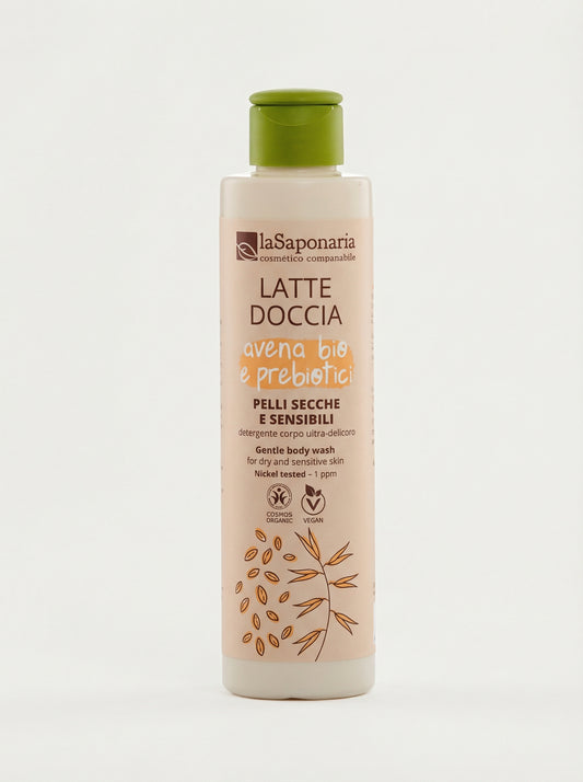 Latte doccia per pelli secche e sensibili - Avena Bio e Prebiotici Bagnodoccia Idratante by La Saponaria — product photo on white background