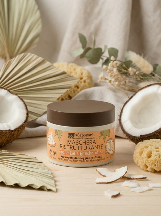 Maschera ristrutturante cocco bio e fitocheratina - Capelli Danneggiati by La Saponaria — hero product photo