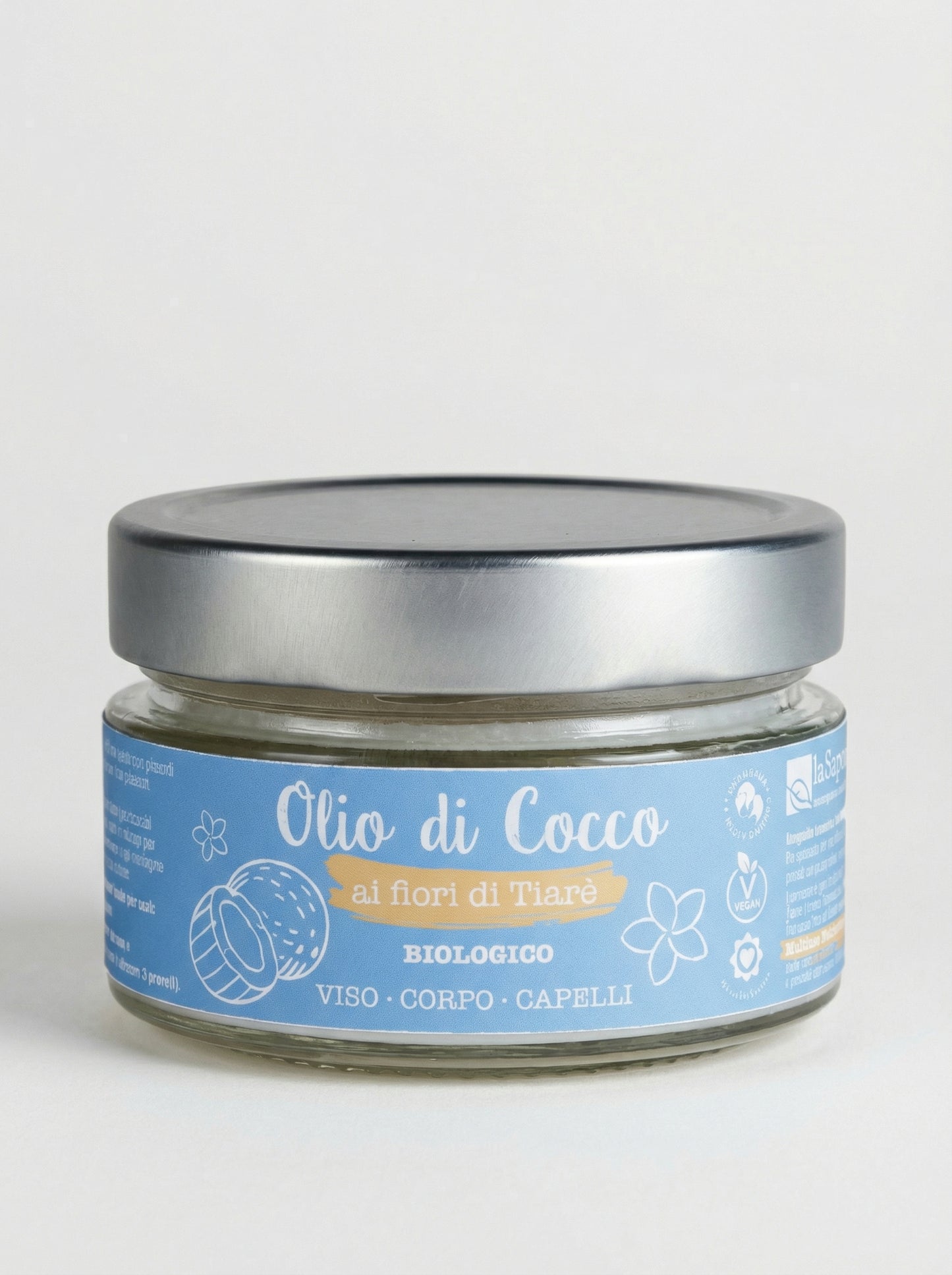 Olio di Cocco ai fiori di Tiarè biologico Multiuso Nutriente by La Saponaria — product photo on white background