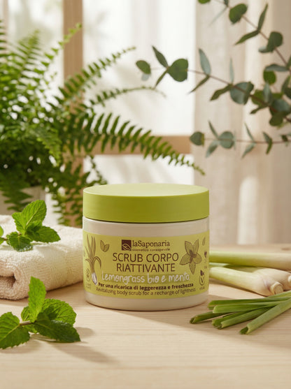 Scrub Corpo Riattivante - Lemongrass Bio e Menta Stimolante e Levigante by La Saponaria — hero product photo