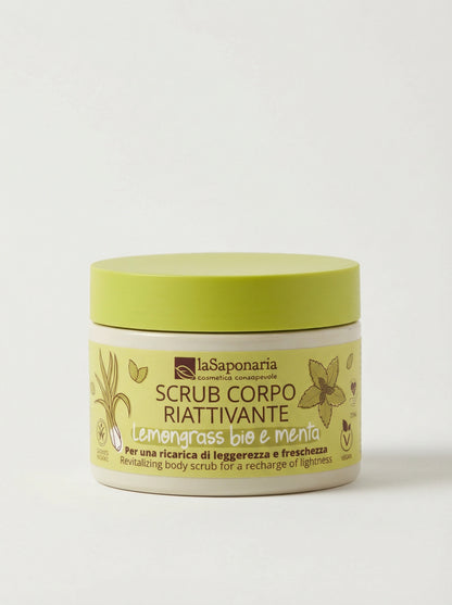 Scrub Corpo Riattivante - Lemongrass Bio e Menta Stimolante e Levigante by La Saponaria — product photo on white background