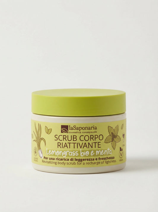 Scrub Corpo Riattivante - Lemongrass Bio e Menta Stimolante e Levigante by La Saponaria — product photo on white background