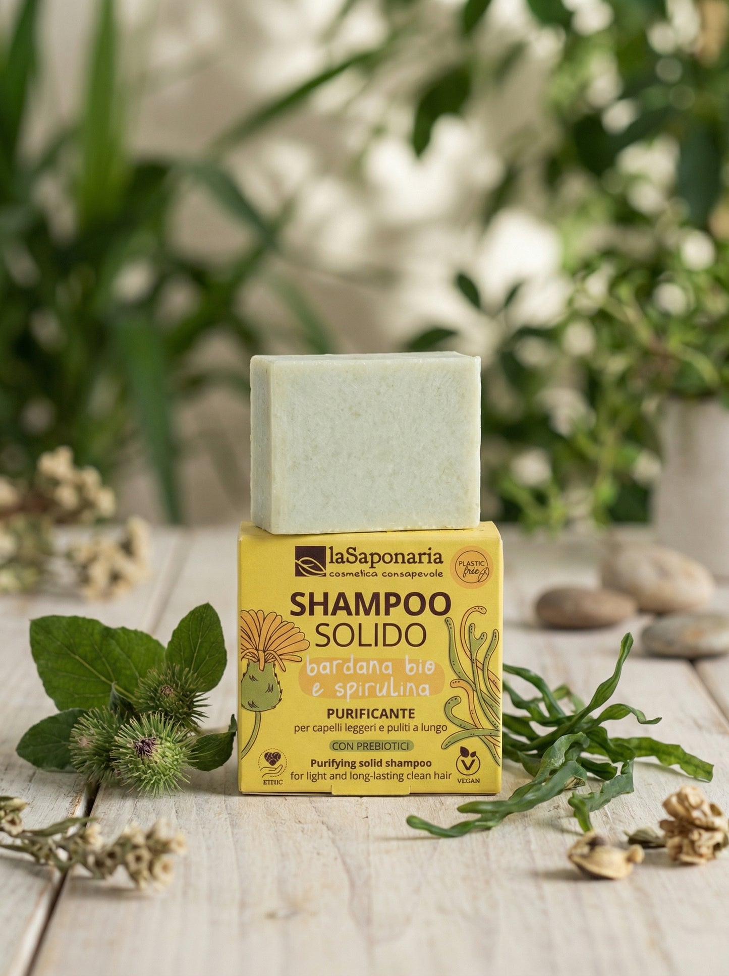 Shampoo Solido Purificante Bardana Bio e Spirulina - Capelli Grassi by La Saponaria — hero product photo