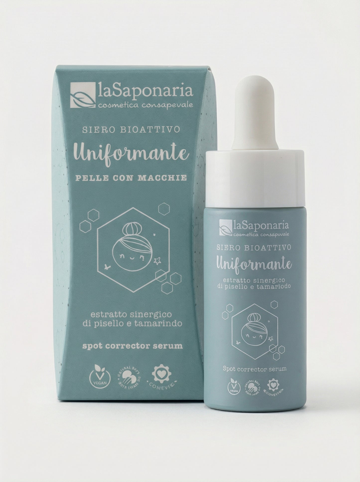 Siero viso bio attivo uniformante per pelle luminosa by La Saponaria — product photo on white background