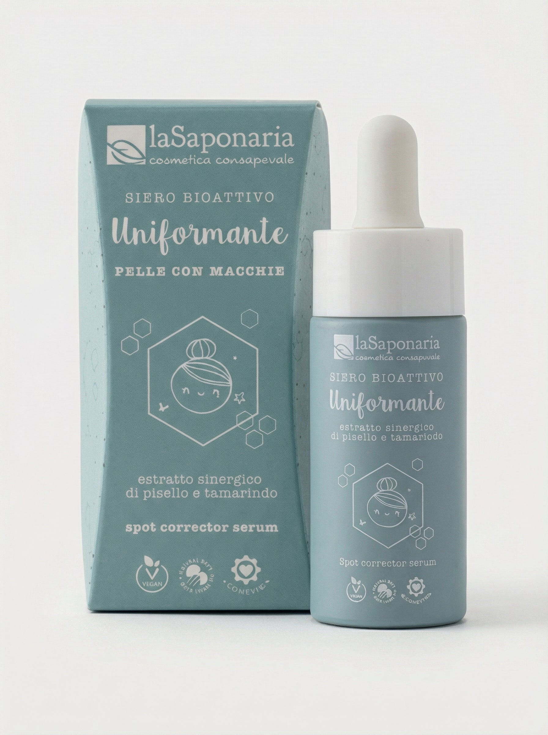 Siero viso bio attivo uniformante per pelle luminosa by La Saponaria — product photo on white background