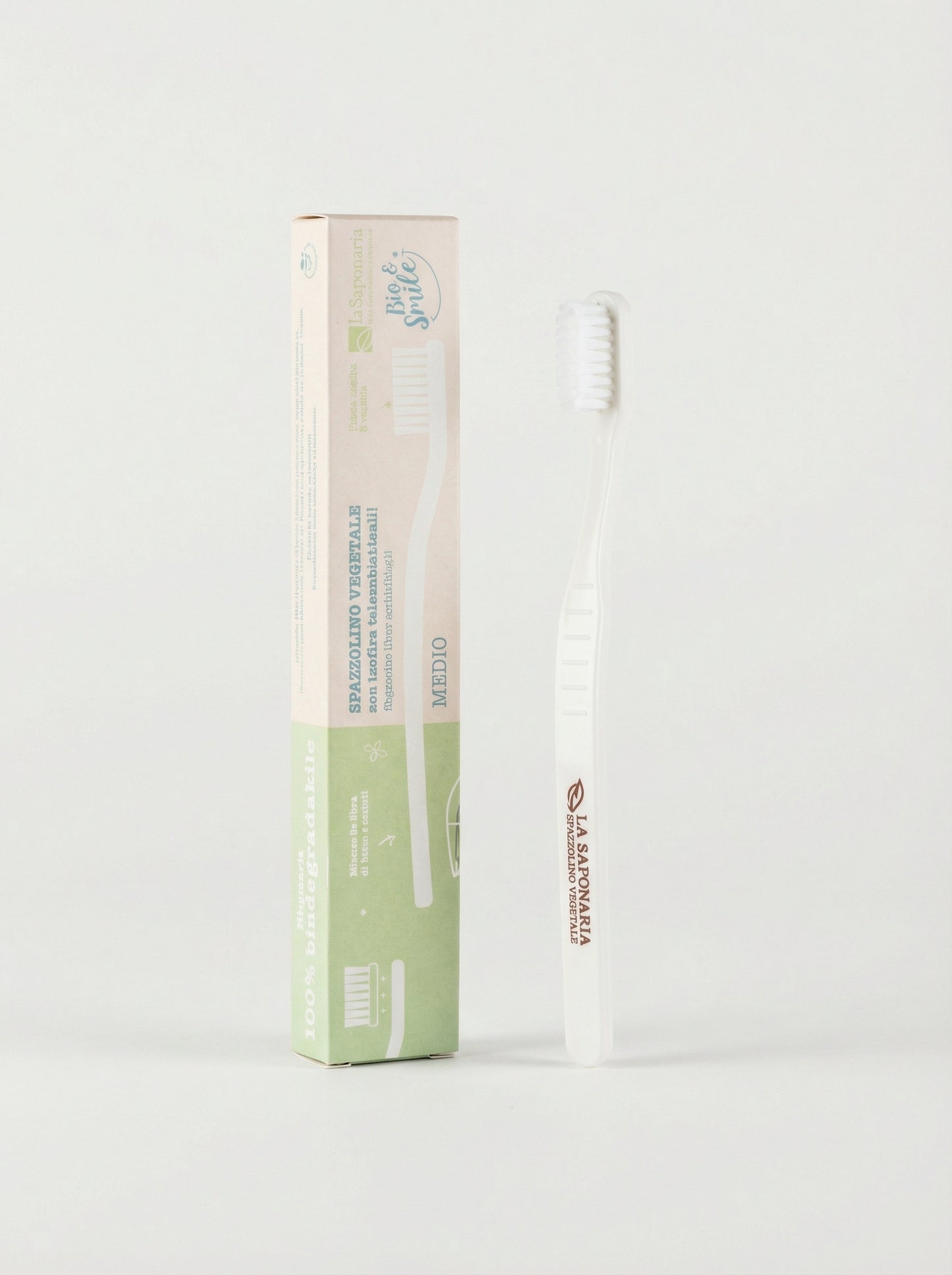Spazzolino fibra vegetale - setole medie, biodegradabile by La Saponaria — product photo on white background