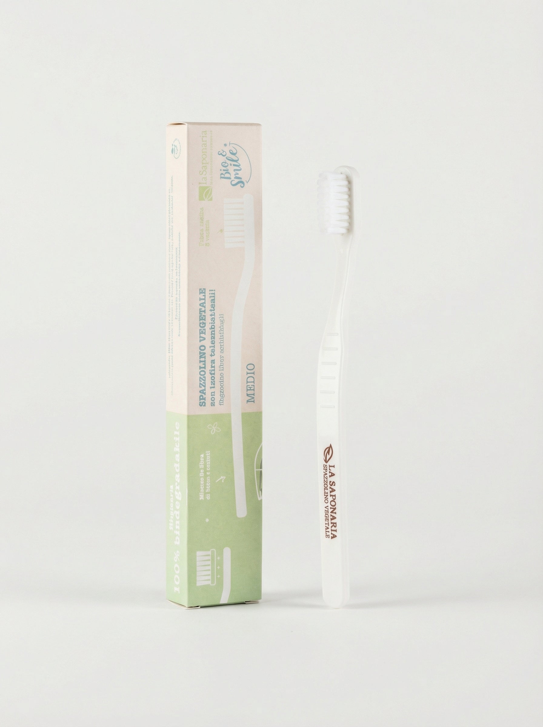 Spazzolino fibra vegetale - setole medie, biodegradabile by La Saponaria — product photo on white background