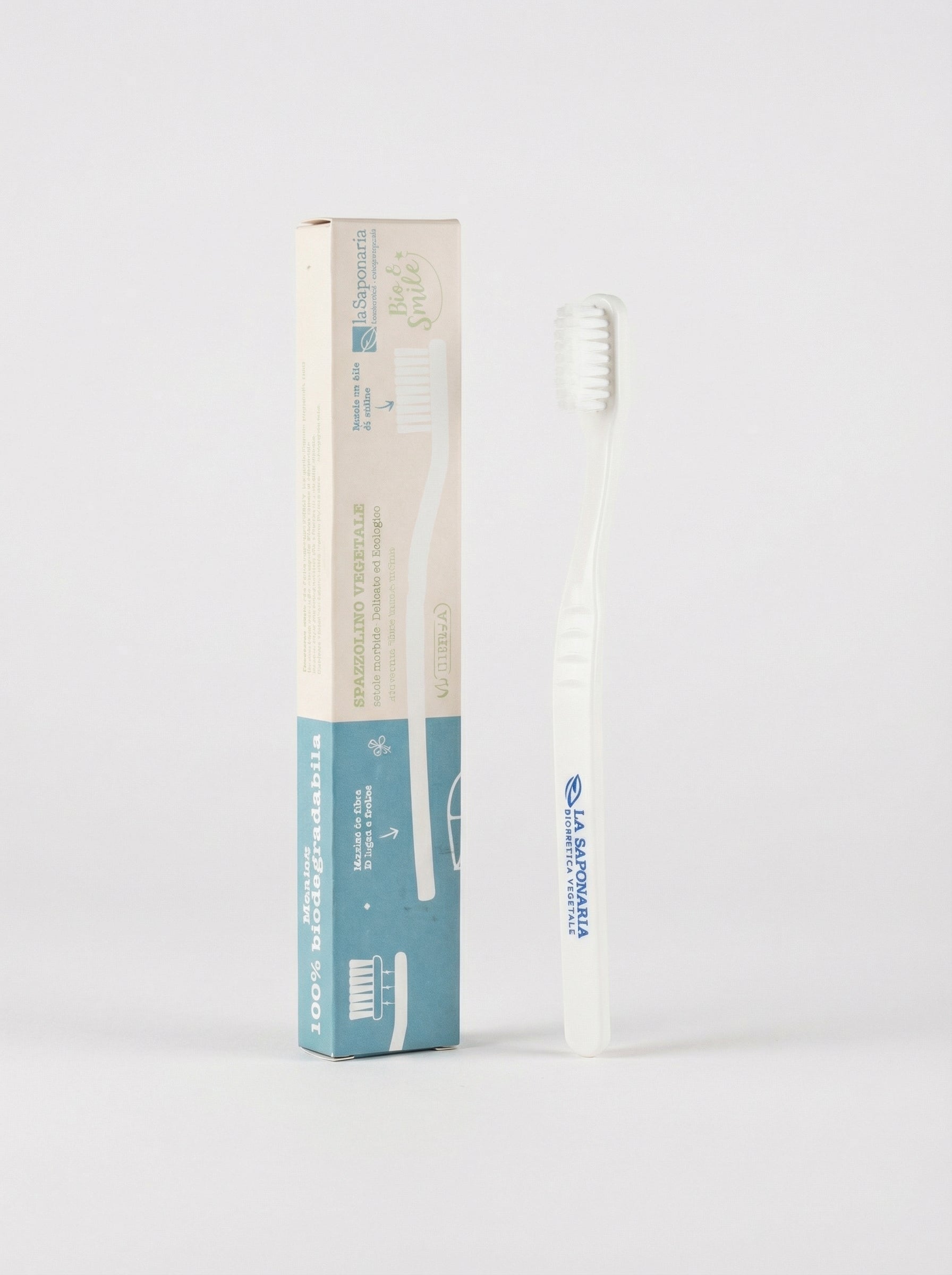 Spazzolino fibra vegetale setole morbide - Delicato ed Ecologico by La Saponaria — product photo on white background