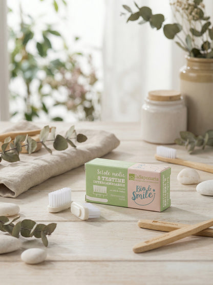 Testine Intercambiabili setole medie per Spazzolino - Ricambio Ecologico by La Saponaria — hero product photo