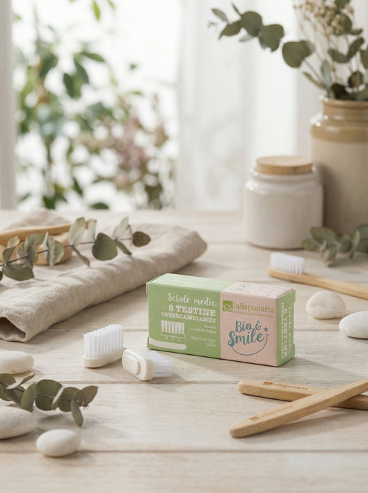 Testine Intercambiabili setole medie per Spazzolino - Ricambio Ecologico by La Saponaria — hero product photo