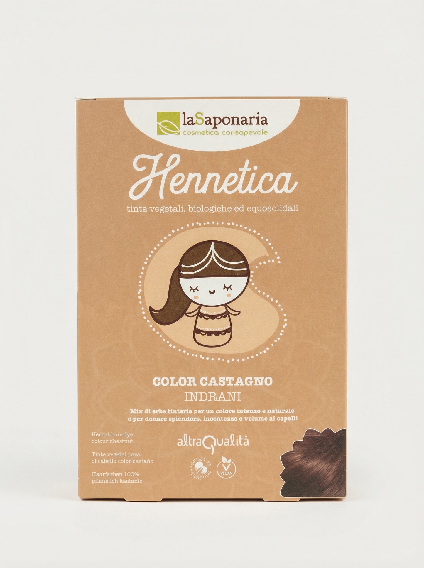 Tinta Vegetale Castagno Indrani - Copre Capelli Bianchi e Rinforza by La Saponaria — product photo on white background
