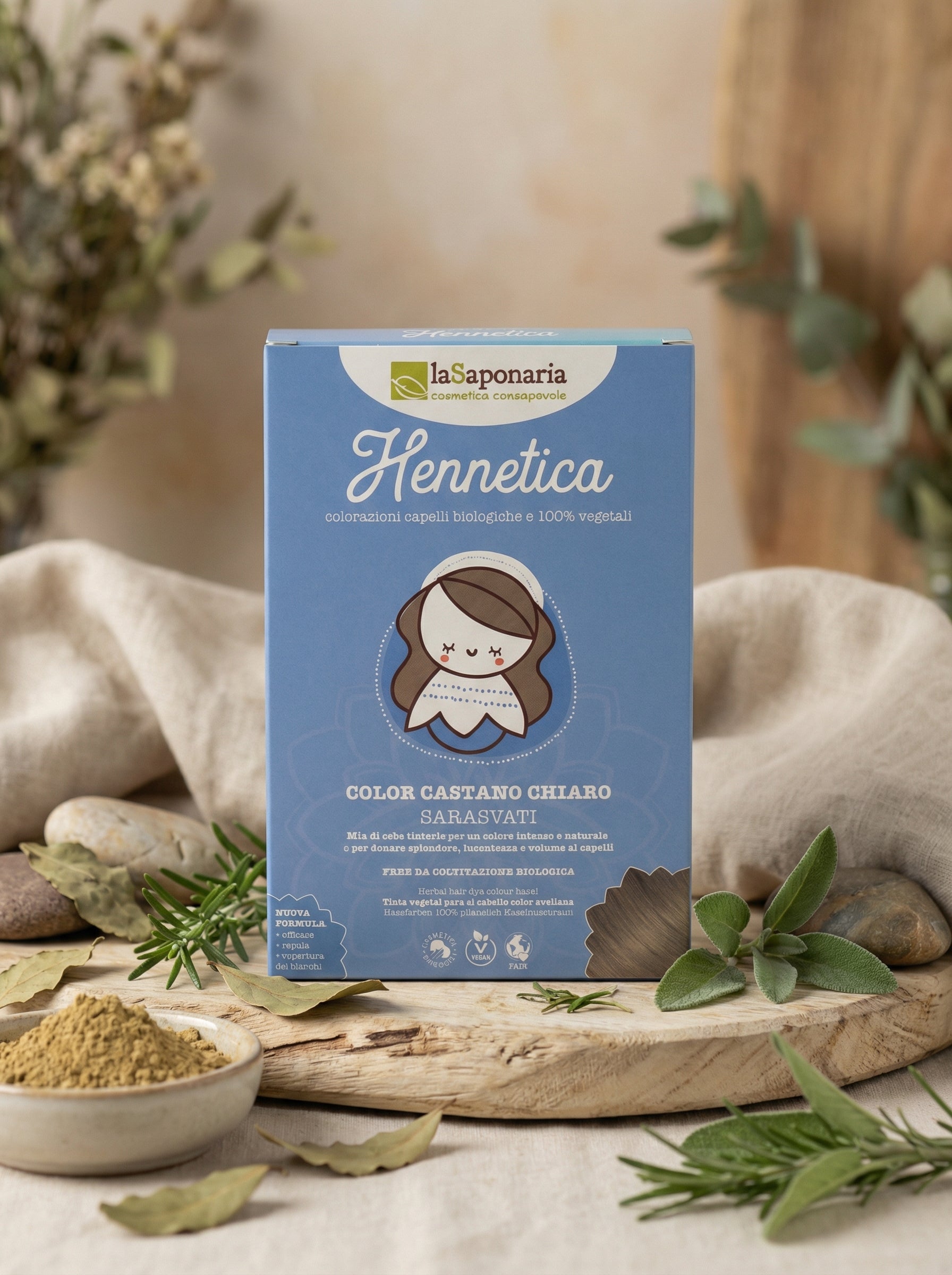 Tinta vegetale castano chiaro Sarasvati - Copre i Capelli Bianchi by La Saponaria — hero product photo