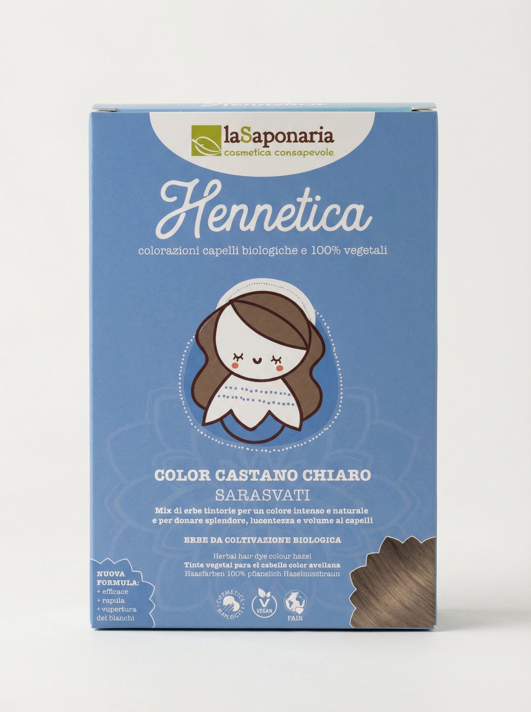 Tinta vegetale castano chiaro Sarasvati - Copre i Capelli Bianchi by La Saponaria — product photo on white background