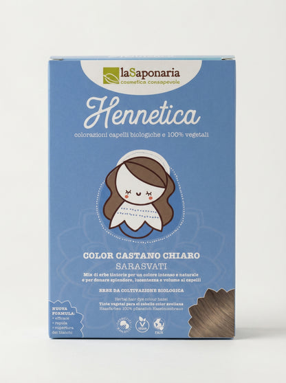 Tinta vegetale castano chiaro Sarasvati - Copre i Capelli Bianchi by La Saponaria — product photo on white background