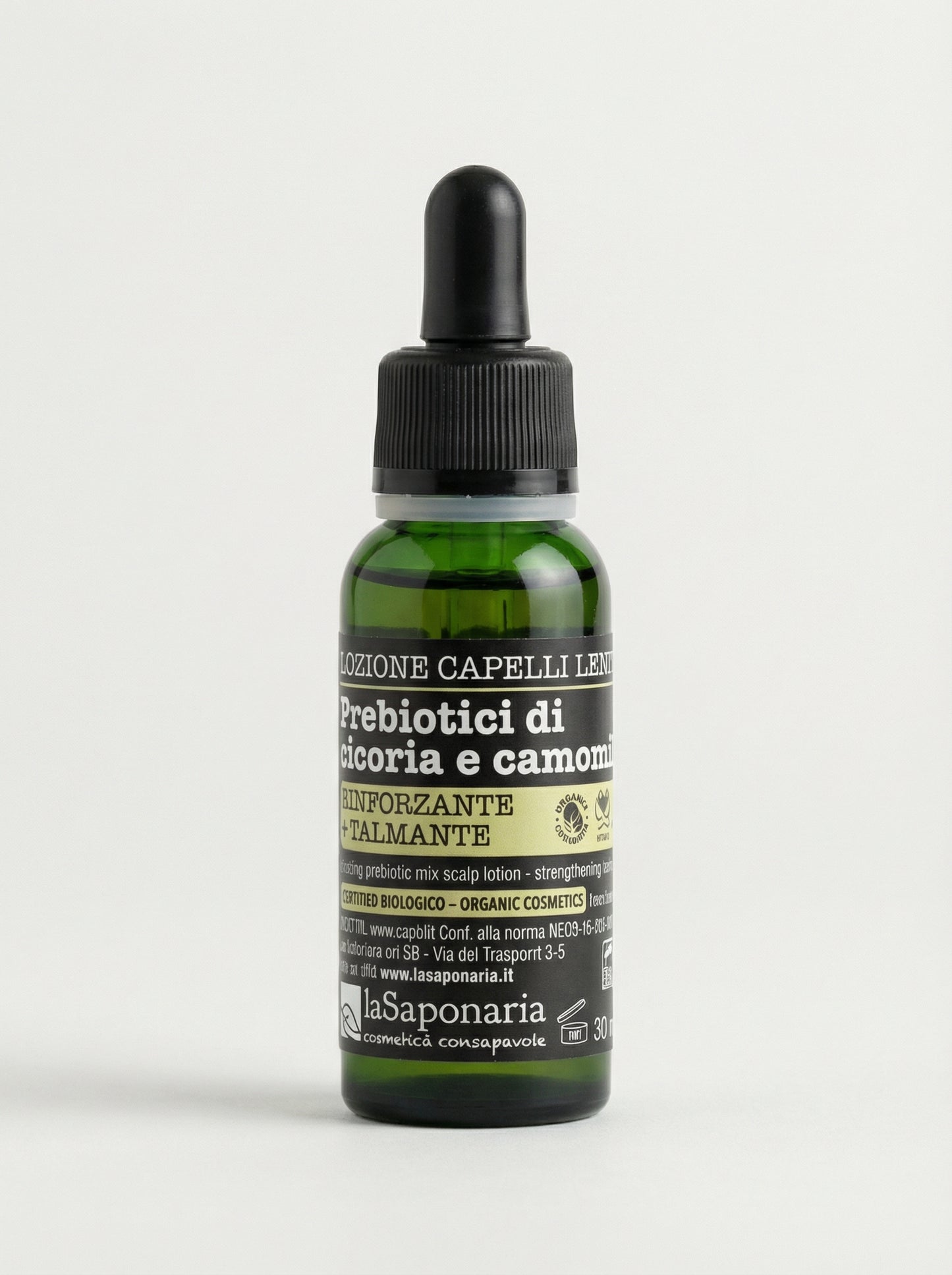 Lozione capelli lenitiva - Prebiotici di cicoria e camomilla by La Saponaria — product photo on white background