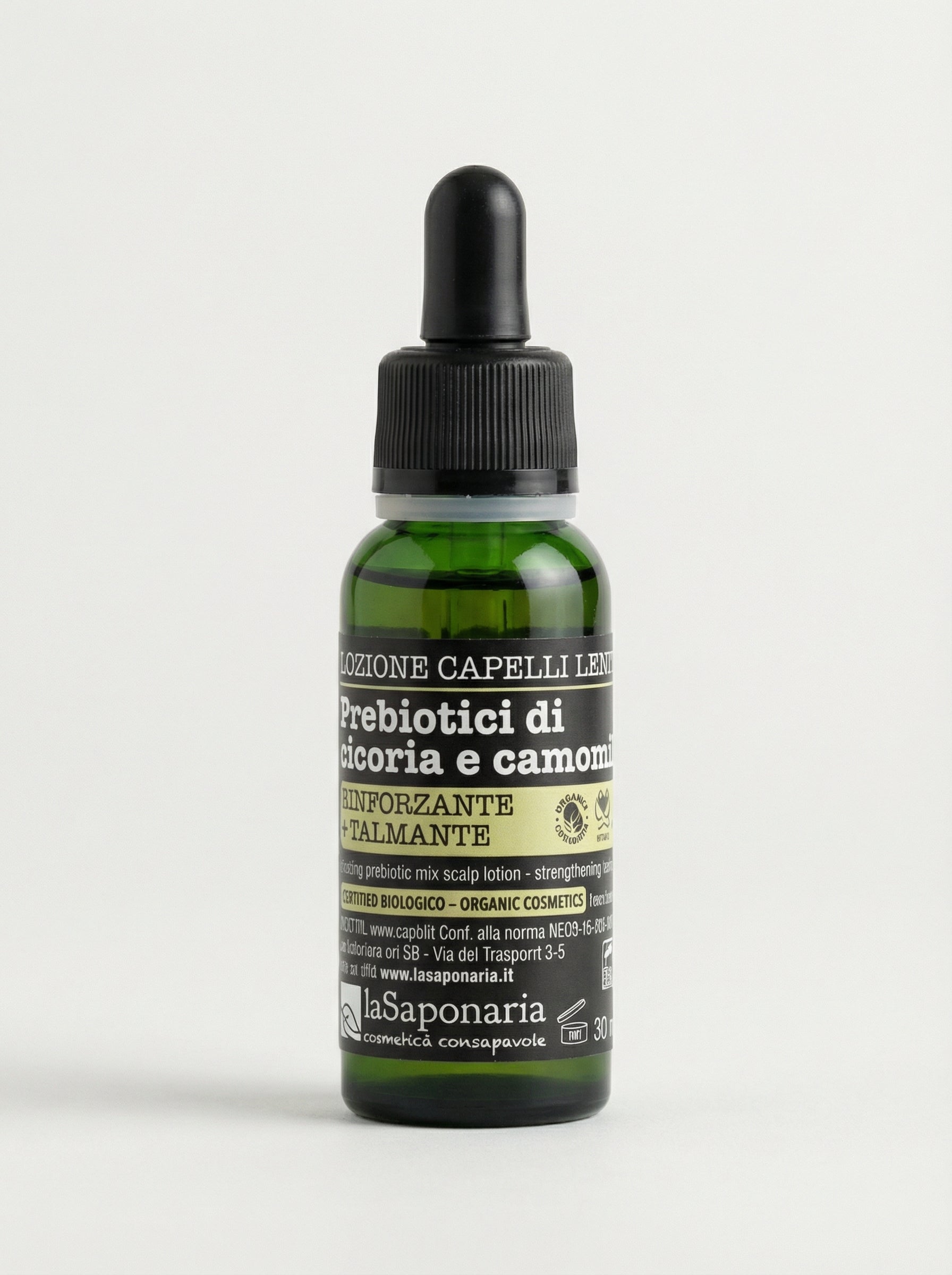 Lozione capelli lenitiva - Prebiotici di cicoria e camomilla by La Saponaria — product photo on white background