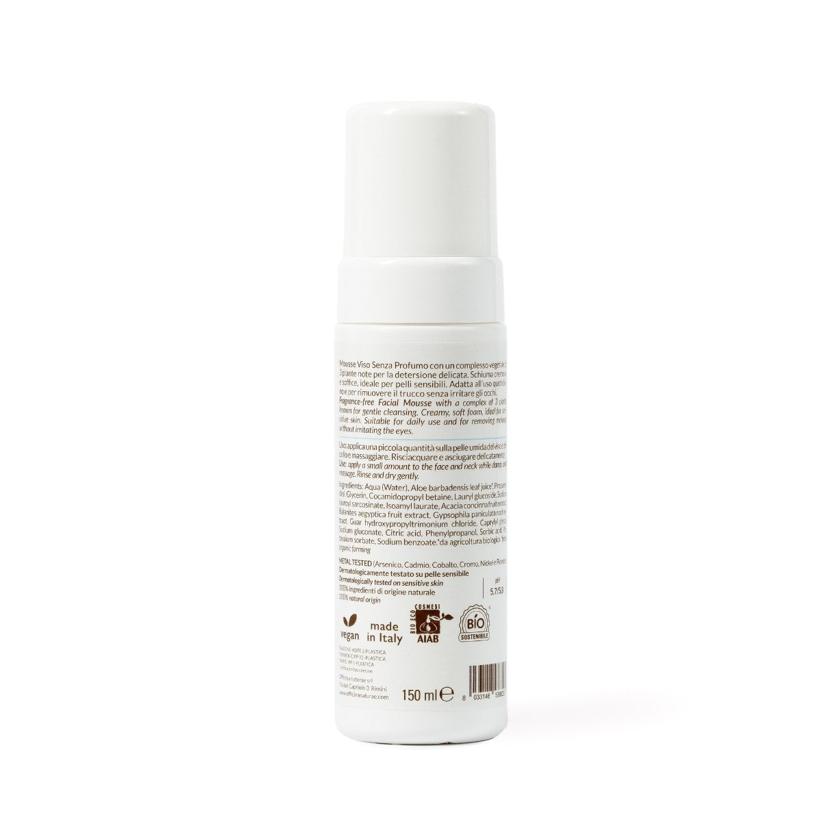 Mousse Detergente Viso Pelli Sensibili e Reattive Senza Profumo