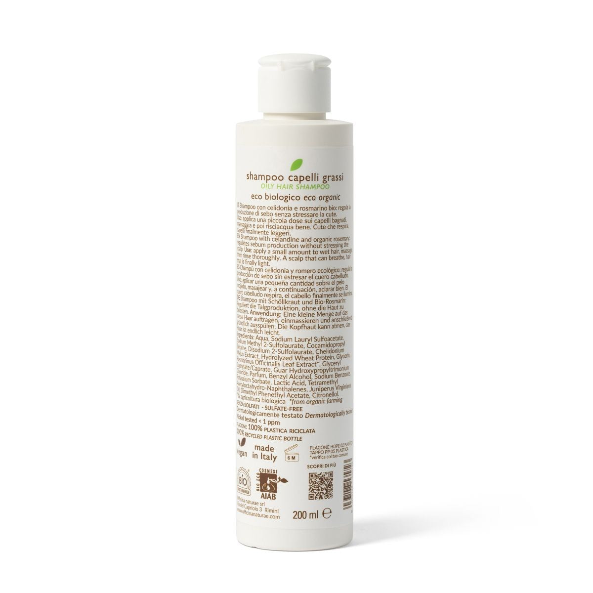 Shampoo Capelli Grassi Purificante con Rosmarino Bio e Celidonia