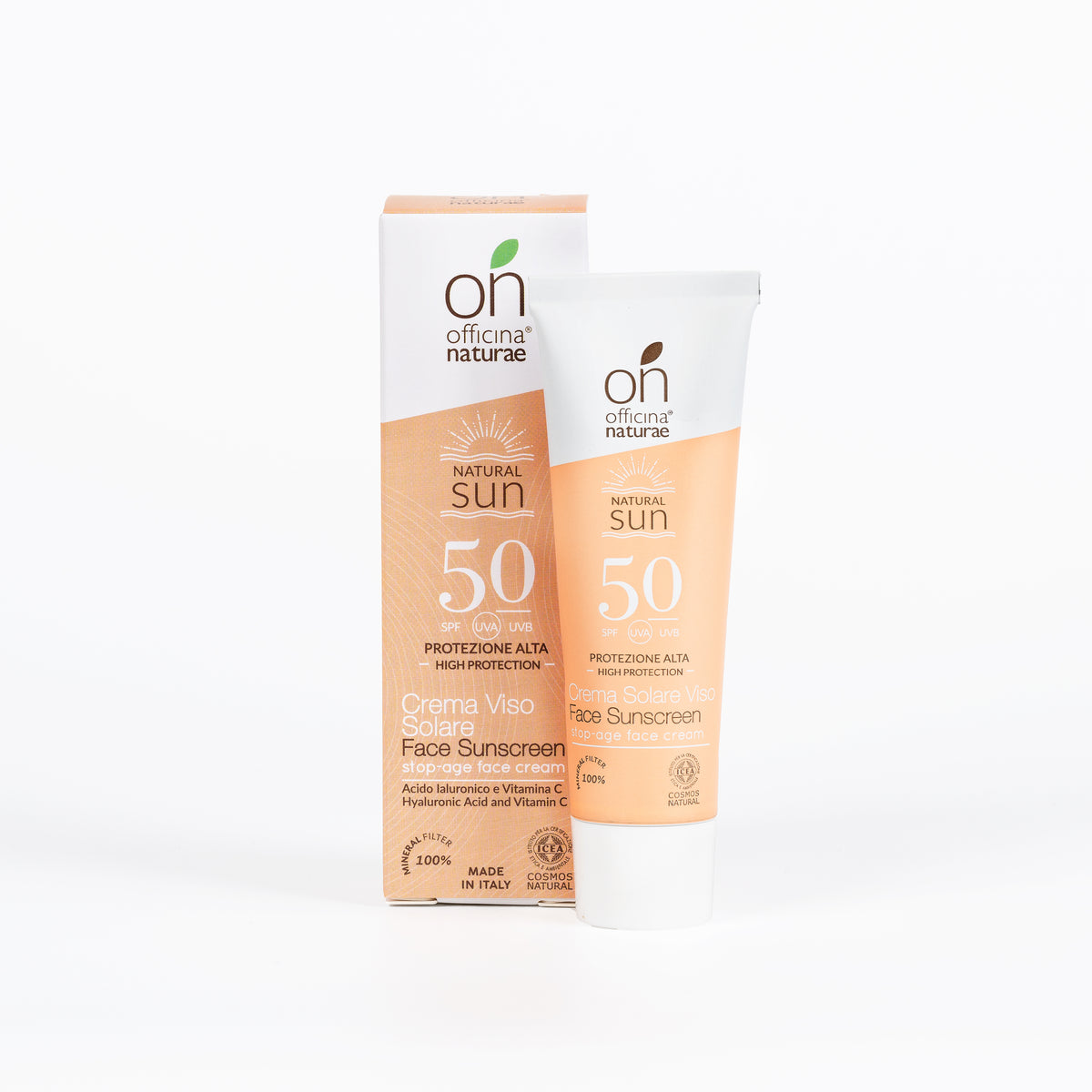 Crema Solare Viso SPF 50 Senza Profumo con Acido Ialuronico