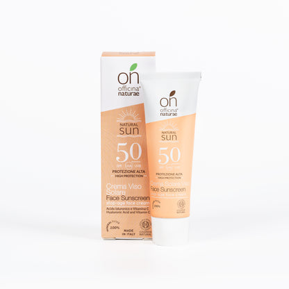 Crema Solare Viso SPF 50 Senza Profumo con Acido Ialuronico