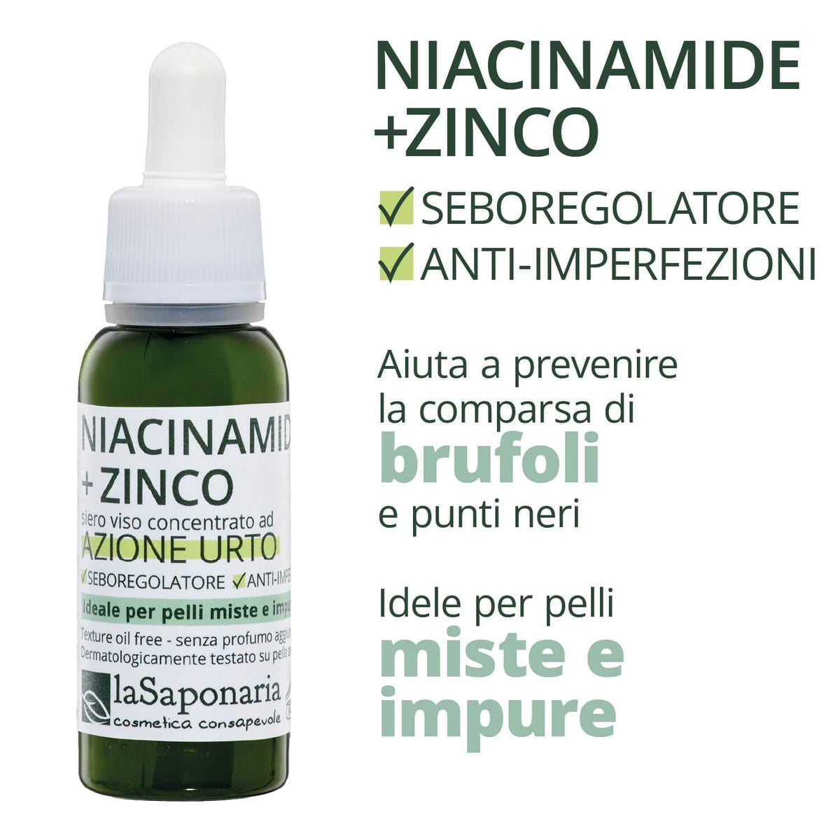 Niacinamide + Zinco Siero Viso Seboregolatore Anti-Imperfezioni