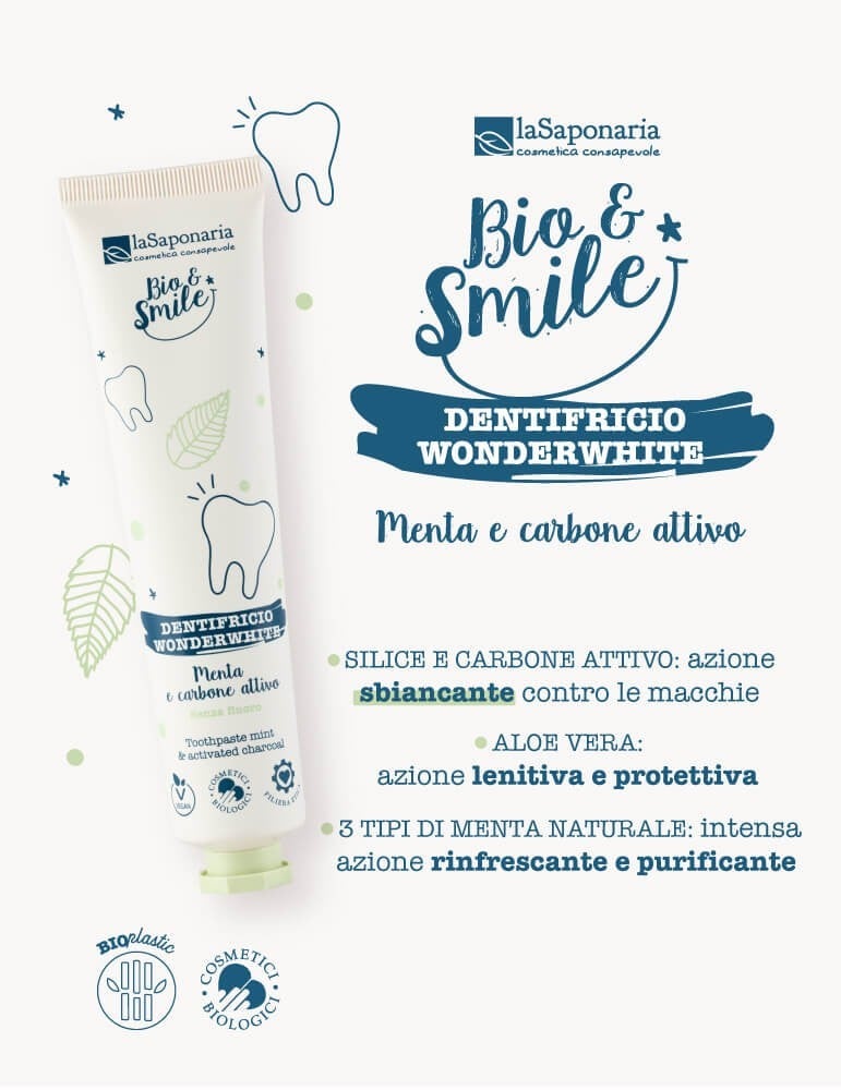 Dentifricio sbiancante WonderWhite Menta&Carbone Bio Freschezza