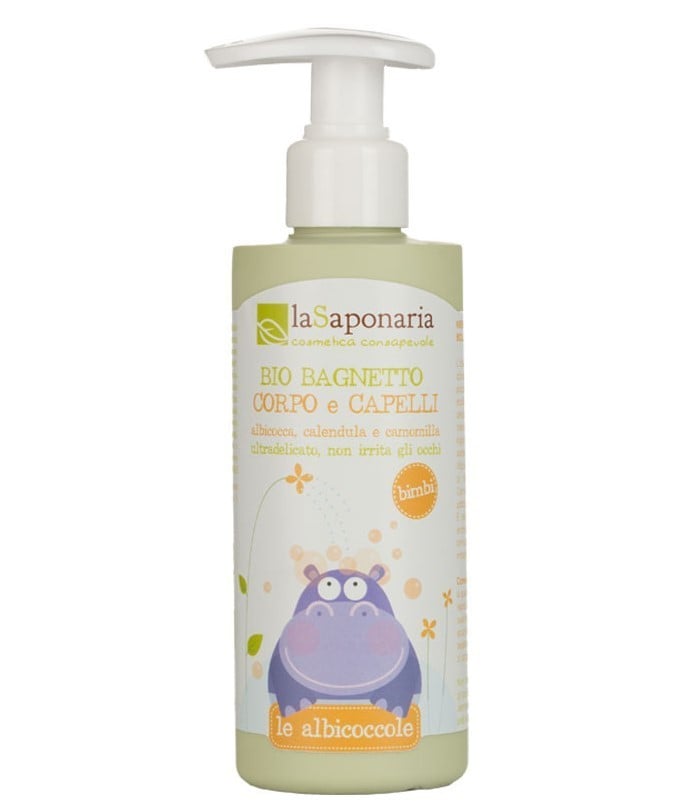 Bio bagnetto corpo e capelli albicocca, calendula e camomilla - ultradelicato, non irrita gli occhi